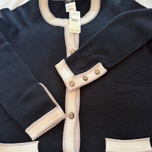 New with Tag, Classic Chanel Black Cashmere Cardigan Sweater, Size 46/L
